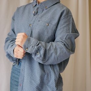 Dusty blue with navy design button up